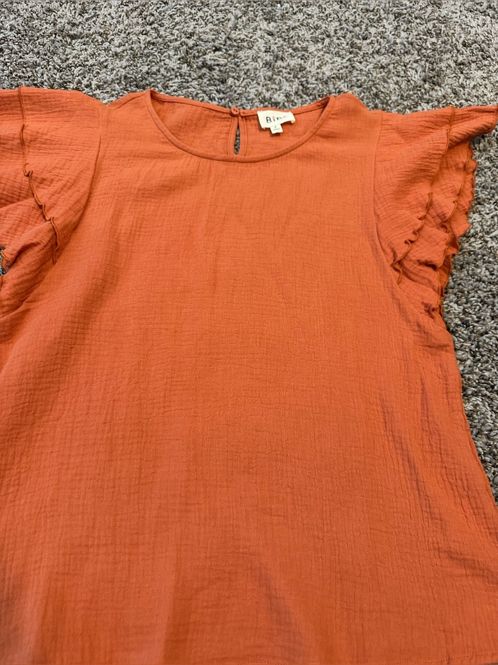 BiBi Rustic Orange Ruffle Sleeve Blouse - Picture 2 of 9